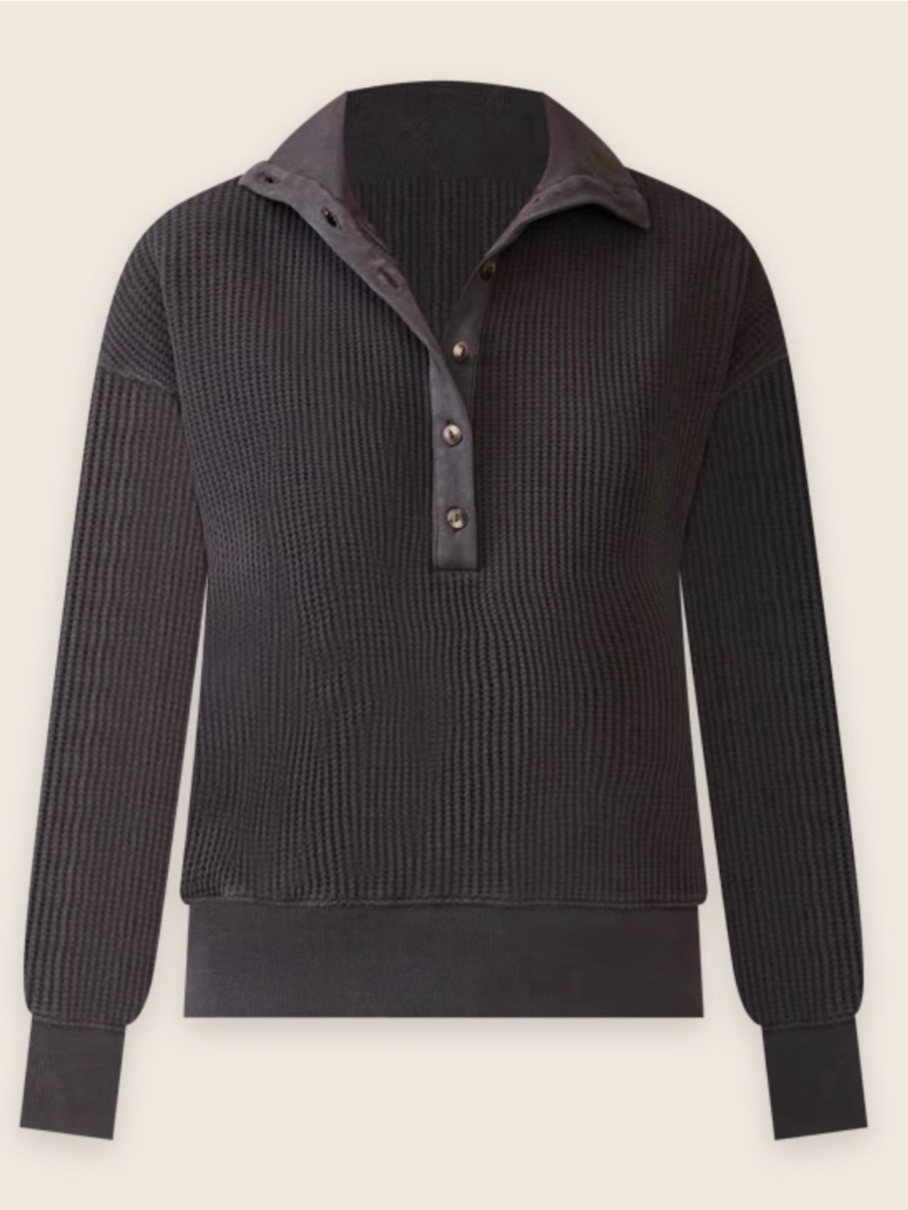 Faherty Apres Waffle henley - washed black - medium 100% cotton